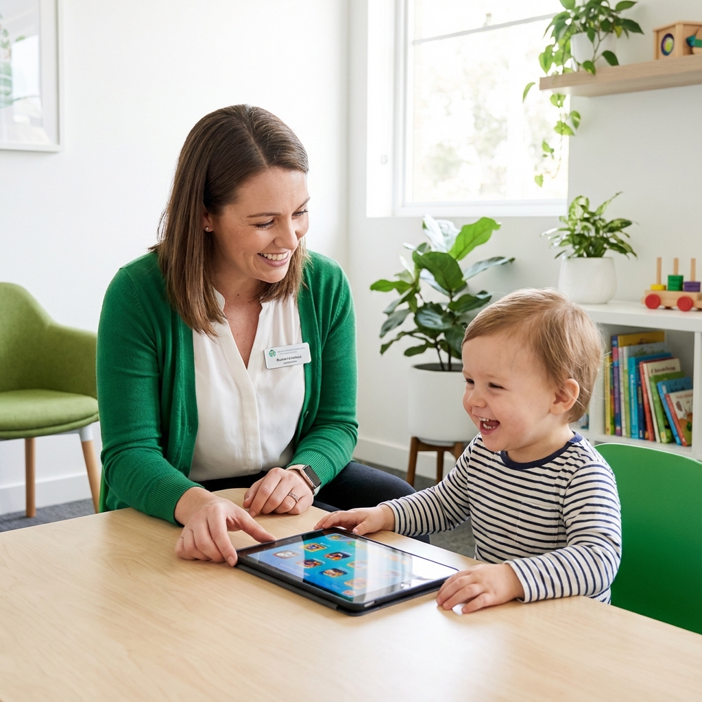 Speech Pathologist working with a child